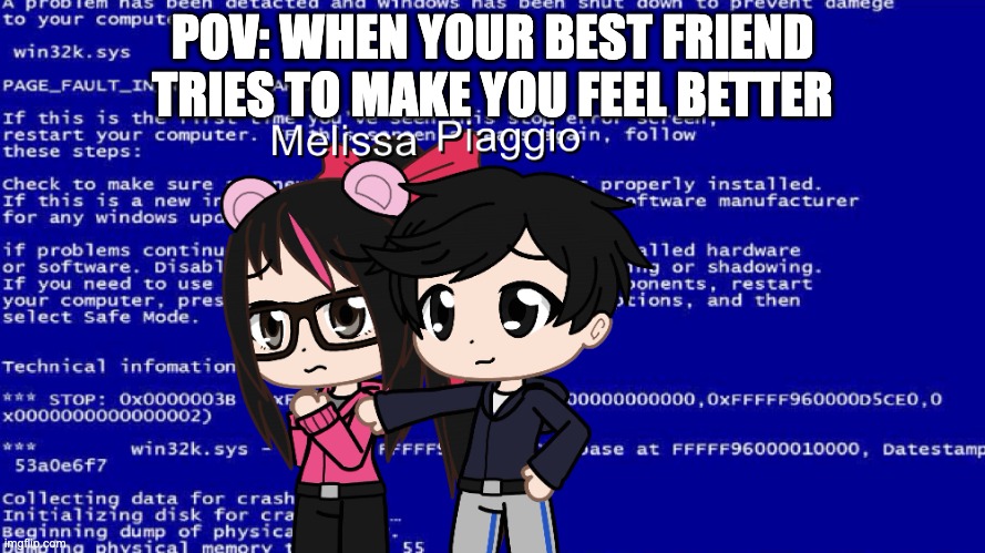 Comfort (A Melissa and Friends POV) | POV: WHEN YOUR BEST FRIEND TRIES TO MAKE YOU FEEL BETTER | image tagged in high school,school,gacha club,pov,love,best friends | made w/ Imgflip meme maker
