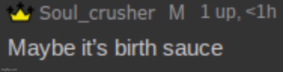 Maybe It's Birth Sauce | image tagged in maybe it's birth sauce | made w/ Imgflip meme maker