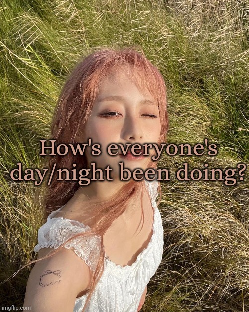 Genuine question | How's everyone's day/night been doing? | image tagged in chuu | made w/ Imgflip meme maker