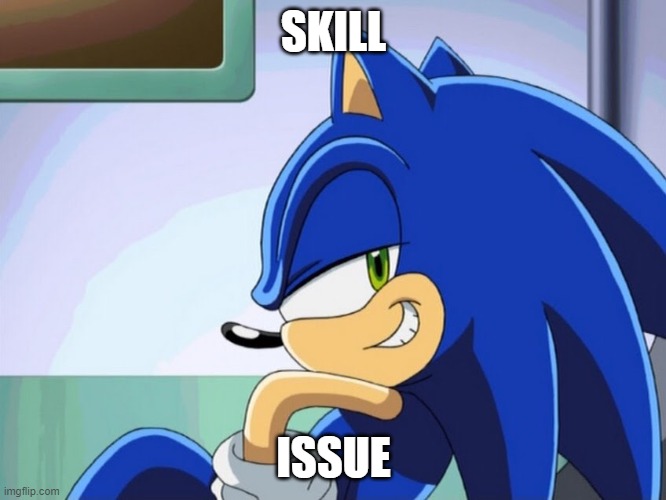 Sonic Calls Out Your Skill Issue | SKILL; ISSUE | image tagged in smug sonic | made w/ Imgflip meme maker