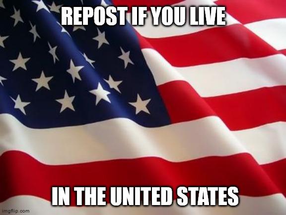 American flag | REPOST IF YOU LIVE; IN THE UNITED STATES | image tagged in american flag | made w/ Imgflip meme maker