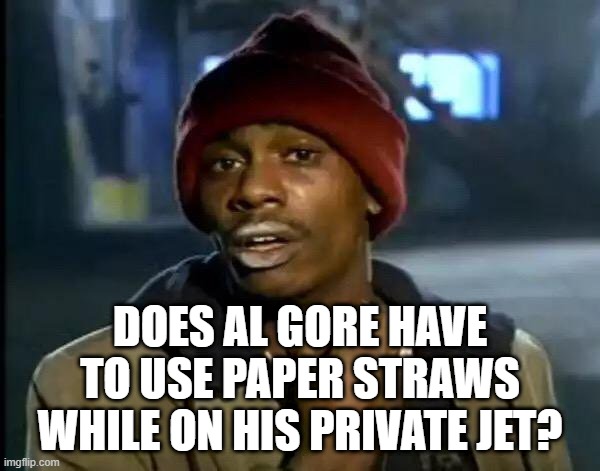 Y'all Got Any More Of That | DOES AL GORE HAVE TO USE PAPER STRAWS WHILE ON HIS PRIVATE JET? | image tagged in memes,y'all got any more of that | made w/ Imgflip meme maker