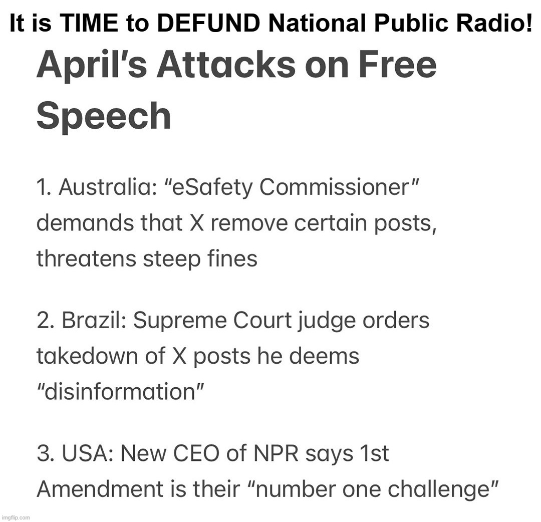 It is TIME to DEFUND NPR! | image tagged in national public radio,taxpayers,media lies,media bias,we the people,sounds like communist propaganda | made w/ Imgflip meme maker