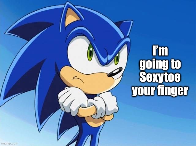 Don’t make me sexytoe your finger | I’m going to Sexytoe your finger | image tagged in angry sonic | made w/ Imgflip meme maker