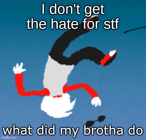 bluh | I don't get the hate for stf; what did my brotha do | image tagged in bluh | made w/ Imgflip meme maker