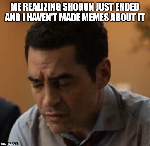 Guess I forgot | ME REALIZING SHOGUN JUST ENDED AND I HAVEN'T MADE MEMES ABOUT IT | image tagged in concerned face | made w/ Imgflip meme maker