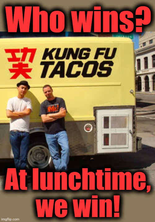 Who wins? At lunchtime,
we win! | made w/ Imgflip meme maker