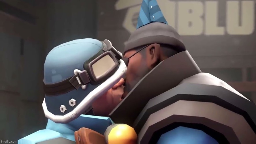 Demo and soldier kissing | image tagged in demo and soldier kissing | made w/ Imgflip meme maker