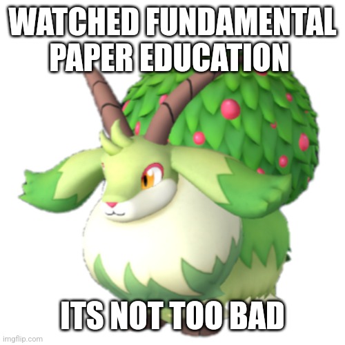 It confusing how a fandom came from it | WATCHED FUNDAMENTAL PAPER EDUCATION; ITS NOT TOO BAD | image tagged in caprity | made w/ Imgflip meme maker