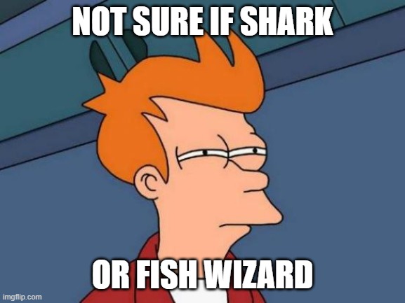 Futurama Fry Meme | NOT SURE IF SHARK OR FISH WIZARD | image tagged in memes,futurama fry | made w/ Imgflip meme maker