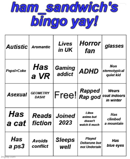 can we make this a thing lol | image tagged in ham's bingo board,trends,fun | made w/ Imgflip meme maker