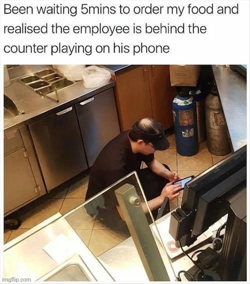 The employee | image tagged in employee,reposts,repost,memes,order,food | made w/ Imgflip meme maker