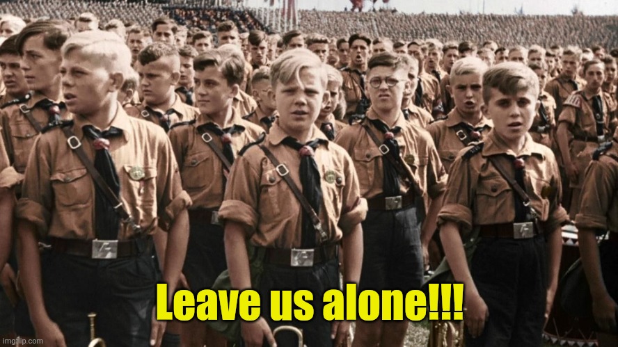 Hitler Youth | Leave us alone!!! | image tagged in hitler youth | made w/ Imgflip meme maker