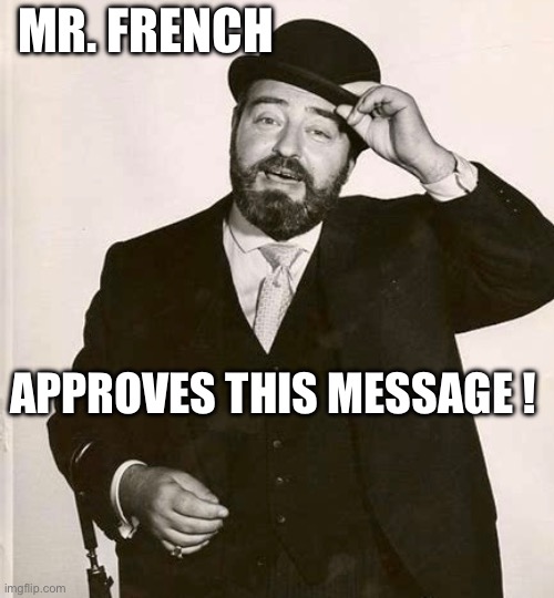 Mr. French Approves | MR. FRENCH; APPROVES THIS MESSAGE ! | image tagged in approves | made w/ Imgflip meme maker