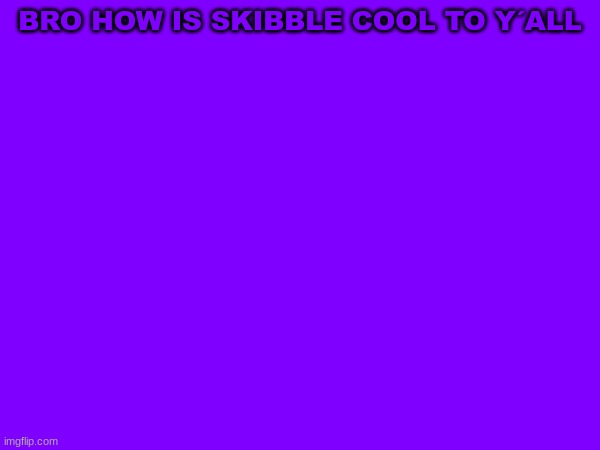 BRO HOW IS SKIBBLE COOL TO Y´ALL | image tagged in purple | made w/ Imgflip meme maker