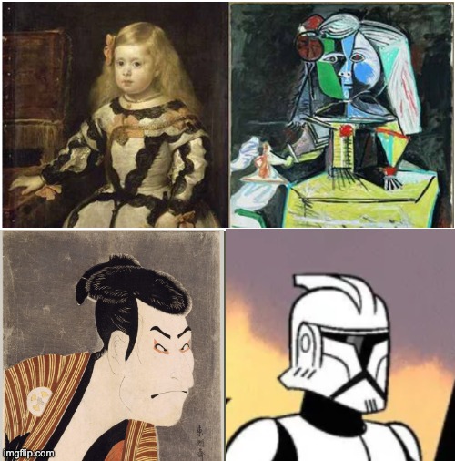 "Good artists copy. Great artists steal." -- Pablo Picasso | image tagged in star wars,picasso,art,theft,clone wars | made w/ Imgflip meme maker