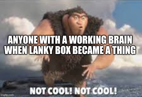 Not cool, NOT COOL! | ANYONE WITH A WORKING BRAIN WHEN LANKY BOX BECAME A THING | image tagged in not cool not cool | made w/ Imgflip meme maker