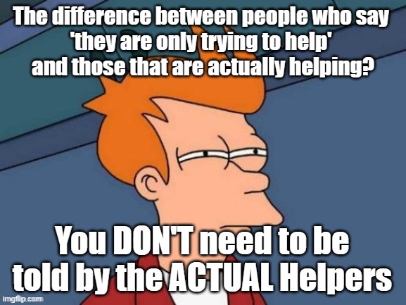 Posers vs Friends | The difference between people who say 
'they are only trying to help' 
and those that are actually helping? You DON'T need to be told by the ACTUAL Helpers | image tagged in help,posers,friends | made w/ Imgflip meme maker