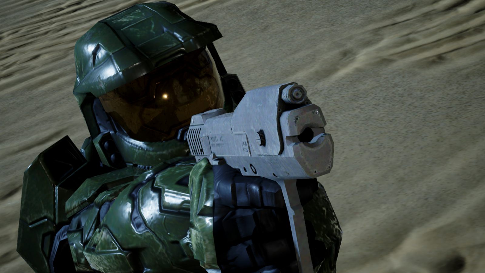 Master chief with a gun Blank Meme Template