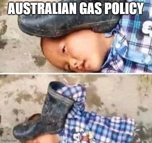Boot On Head Kid | AUSTRALIAN GAS POLICY | image tagged in boot on head kid | made w/ Imgflip meme maker