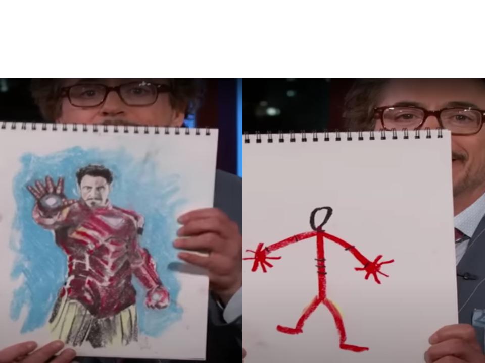 High Quality RDJ Iron Man Drawings Blank Meme Template