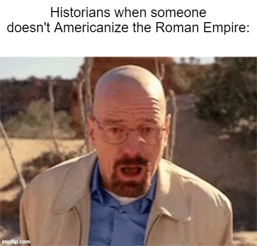 I want to Americanize the Roman Empire | Historians when someone doesn't Americanize the Roman Empire: | image tagged in walter white,memes,funny | made w/ Imgflip meme maker