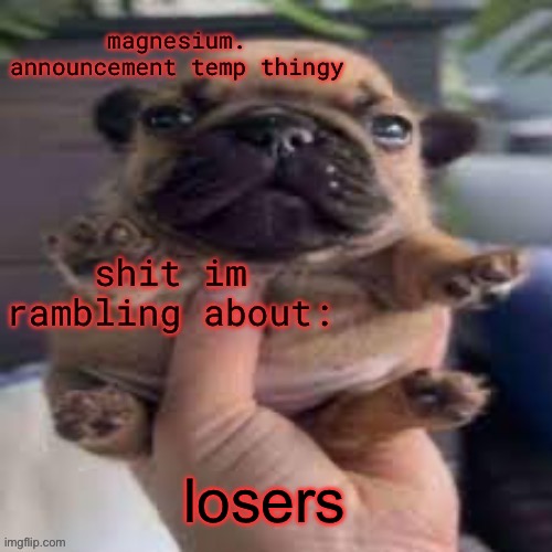 ima do dishes now | losers | image tagged in pug temp | made w/ Imgflip meme maker