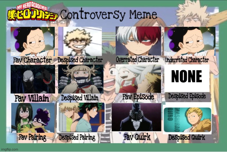 i re did my first meme on here | NONE | image tagged in mha controversy meme | made w/ Imgflip meme maker