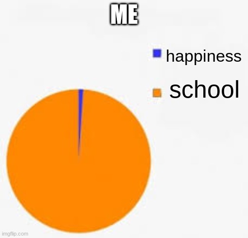 Pie Chart Meme | ME; happiness; school | image tagged in pie chart meme | made w/ Imgflip meme maker