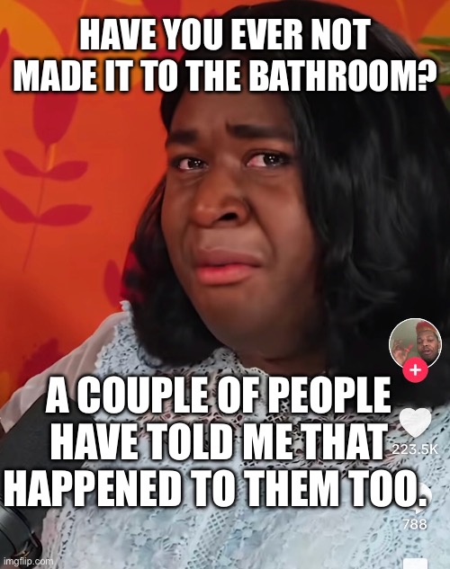 Bathroom Accident | HAVE YOU EVER NOT MADE IT TO THE BATHROOM? A COUPLE OF PEOPLE HAVE TOLD ME THAT HAPPENED TO THEM TOO. | image tagged in bathroom,poop,accident | made w/ Imgflip meme maker