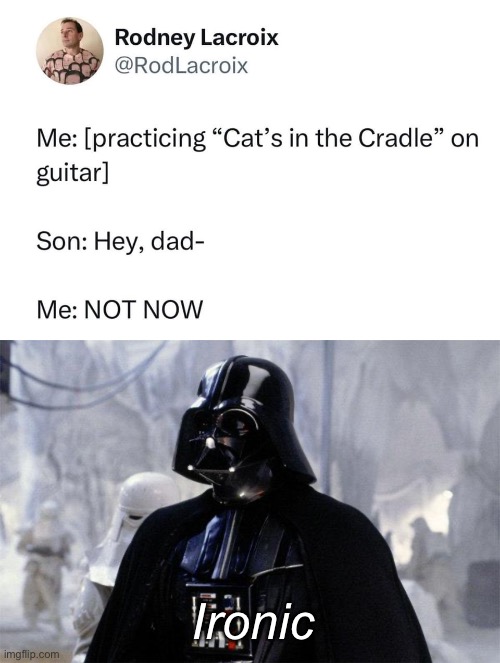 Not Palpatine | Ironic | image tagged in darth vader,ironic,dad,father | made w/ Imgflip meme maker