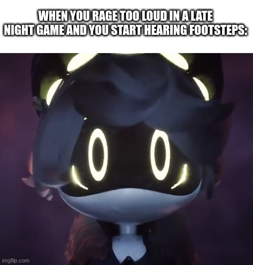 N scared | WHEN YOU RAGE TOO LOUD IN A LATE NIGHT GAME AND YOU START HEARING FOOTSTEPS: | image tagged in n scared,memes,funny | made w/ Imgflip meme maker