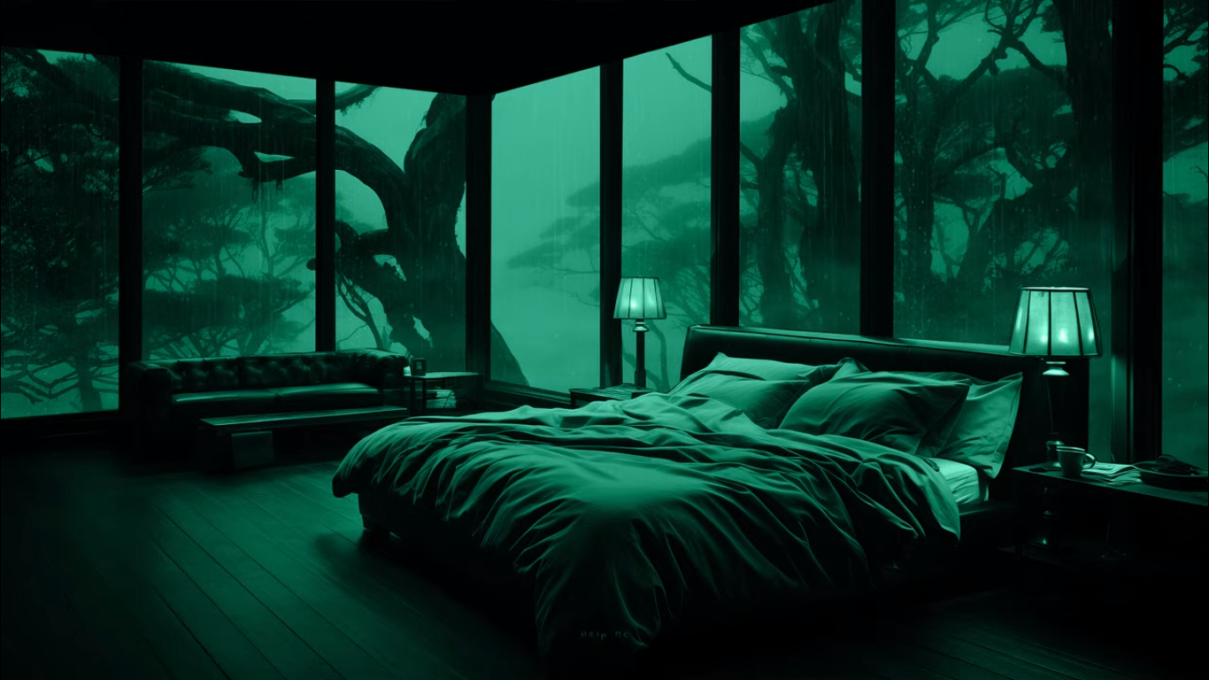 Lonely Bedroom In The Rain Blank Meme Template
