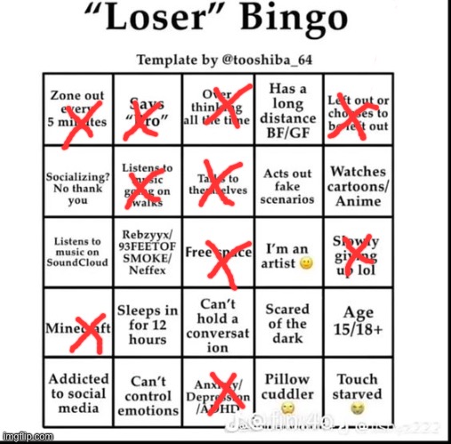 Not too many tbh | image tagged in loser bingo | made w/ Imgflip meme maker