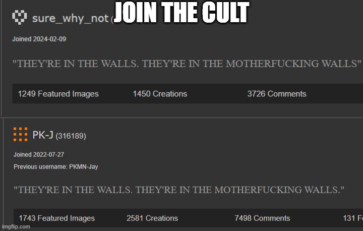 JOIN THE CULT | made w/ Imgflip meme maker