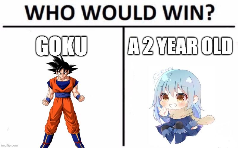 Who would win? | GOKU; A 2 YEAR OLD | image tagged in memes,who would win,fun,easy,why are you reading the tags,anime | made w/ Imgflip meme maker
