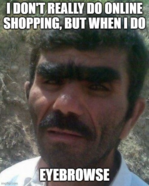 eyebrowse | I DON'T REALLY DO ONLINE SHOPPING, BUT WHEN I DO; EYEBROWSE | made w/ Imgflip meme maker