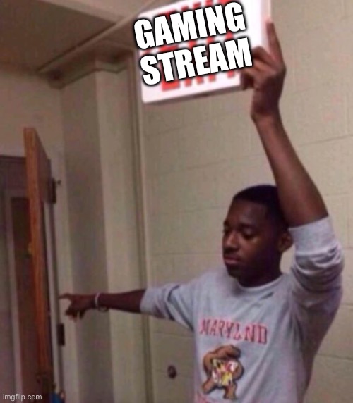 GAMING STREAM | image tagged in exit sign guy | made w/ Imgflip meme maker