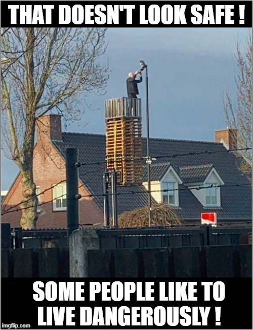 Pallets On A Forklift ! | THAT DOESN'T LOOK SAFE ! SOME PEOPLE LIKE TO
LIVE DANGEROUSLY ! | image tagged in health and safety,forklift,pallets,danger | made w/ Imgflip meme maker