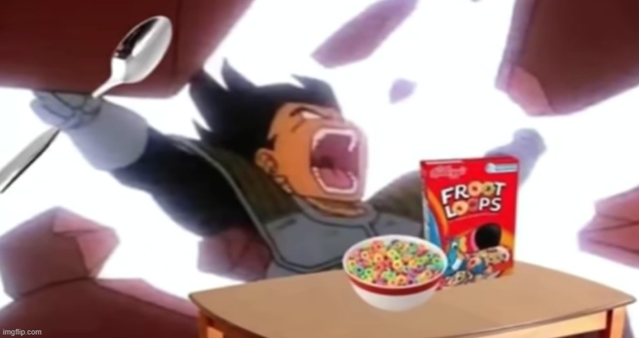 Vegeta with fruit loops | image tagged in goku with fruit loops | made w/ Imgflip meme maker