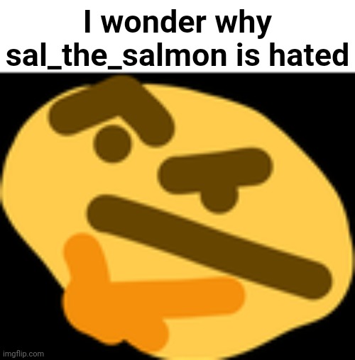 I don't "support" him or any of that shit. I just wonder why | I wonder why sal_the_salmon is hated | image tagged in thonking | made w/ Imgflip meme maker