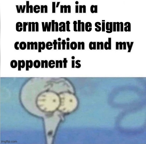 whe i'm in a competition and my opponent is | erm what the sigma | image tagged in whe i'm in a competition and my opponent is | made w/ Imgflip meme maker