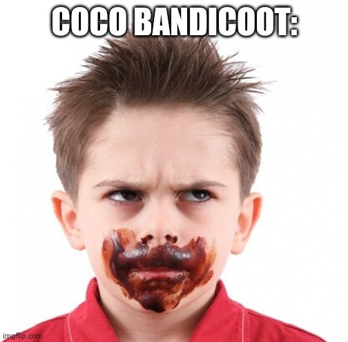 Angry young boy with a bleeding mouth | COCO BANDICOOT: | made w/ Imgflip meme maker