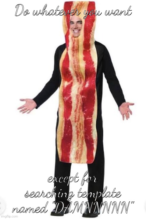 Bacon Suit | Do whatever you want; except for searching template named "DAMNNNNN" | image tagged in bacon suit | made w/ Imgflip meme maker