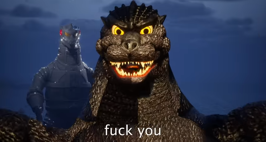 Godzilla curses you out Blank Meme Template