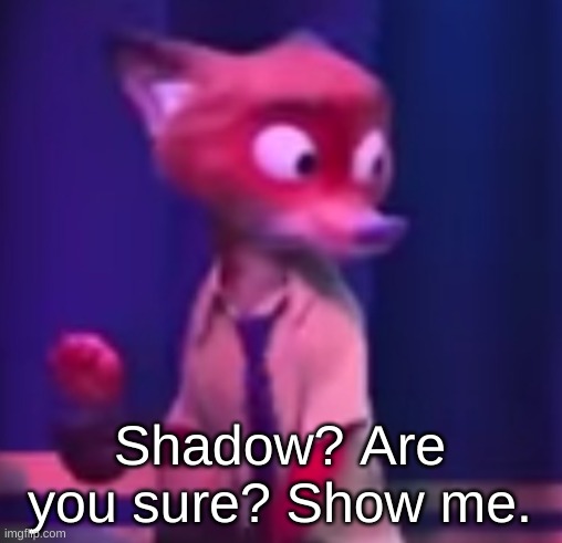 Nick Wilde concern | Shadow? Are you sure? Show me. | image tagged in nick wilde concern | made w/ Imgflip meme maker