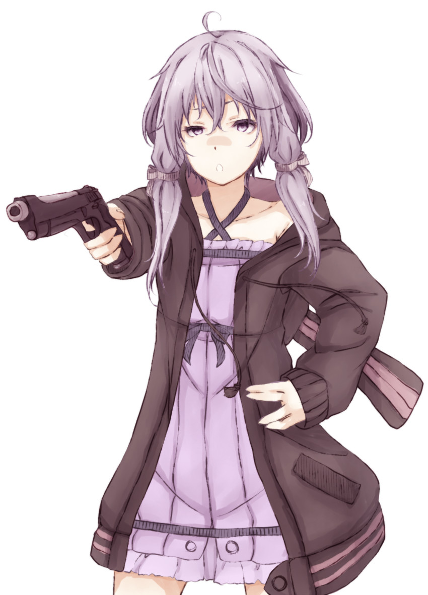 High Quality yuziki yukari with a gun Blank Meme Template