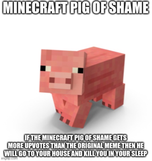Minecraft Pig Of Shame | image tagged in minecraft pig of shame | made w/ Imgflip meme maker
