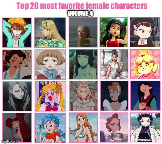 top 20 favorite female characters volume 4 Blank Meme Template