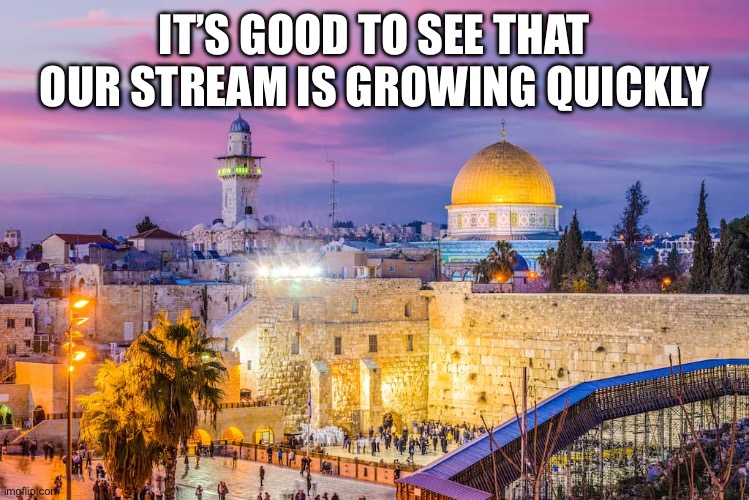 Glad to see that this stream is gaining traction again | IT’S GOOD TO SEE THAT OUR STREAM IS GROWING QUICKLY | image tagged in jerusalem | made w/ Imgflip meme maker